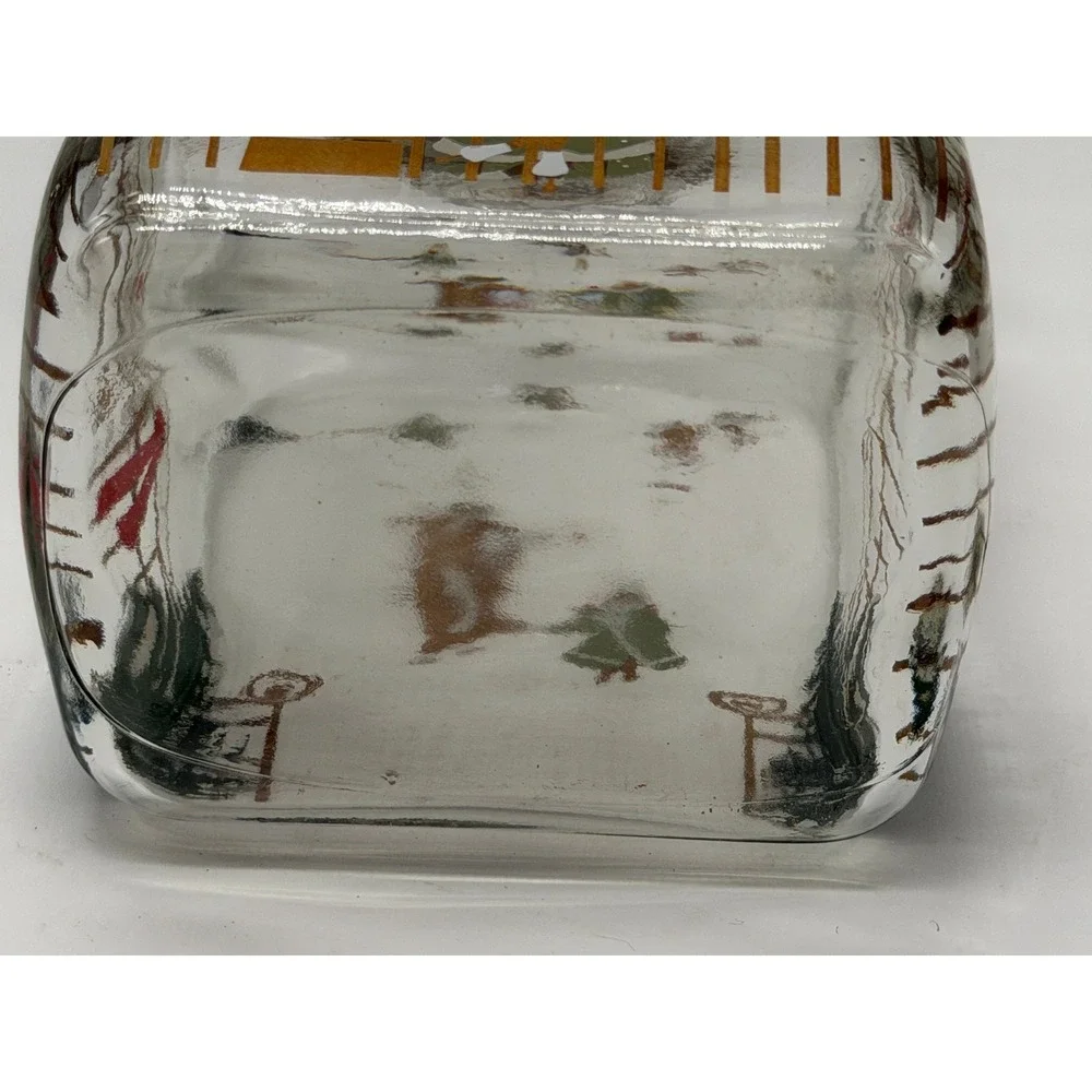 Holmegaard Christmas Decanter 1980s Danish Glass Ice Skating Scene Brass Stopper